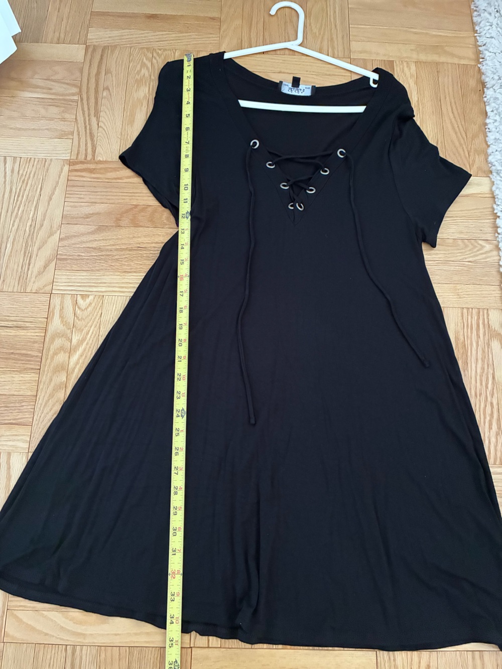 Lulu’s Black T-Shirt Dress with Tie Detail - Picture 4 of 4